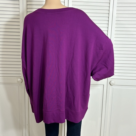 NWT Athleta Oversized Long Sleeve Balance Henley Sweatshirt in Exotic Fuchsia 3X - Picture 9 of 13